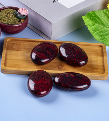 Natural Red Flower Jasper Palm Stone - Healing Crystal for Energy Balance and Grounding