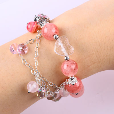12mm Afghanistan Jade Quartz Heart Carving Crystal Chain Circle Bead Bracelet
