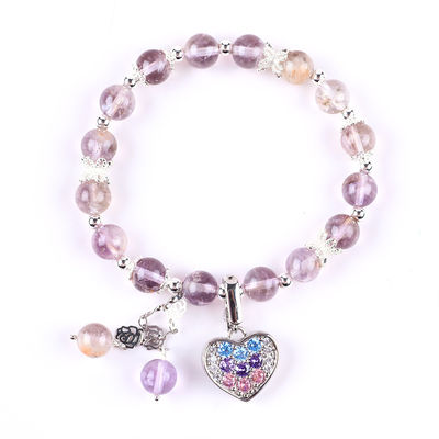 Handmade DIY Lavender Azeztulite Natural Stone Bead Bracelet For Gift