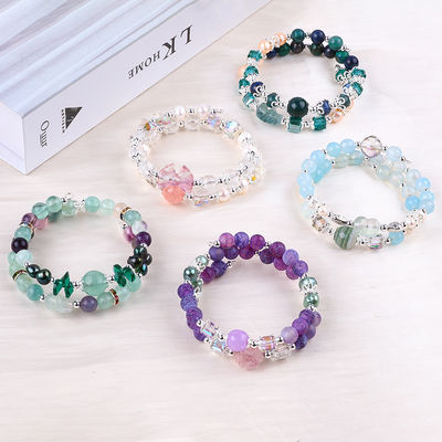 Unicorn Carving Adjustable 2 Layer Azurite Stone Crystal Bracelet