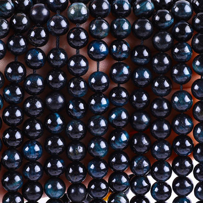 8mm Ink Blue Tiger's Eye Gemstone Pink Crystal Stone Beads For Jewelry Making