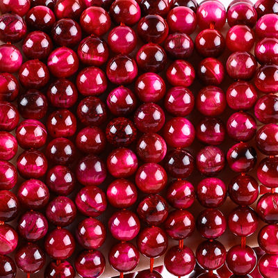 8mm Rose Red Tiger Eye Gemstone Healing Pink Crystal Stone Beads For Jewelry Making