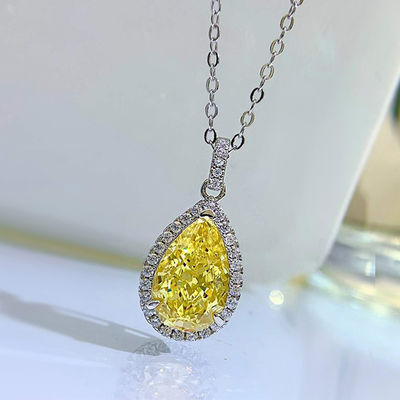 Yellow Gemstone Decor Water Drop Pendant Necklace Fashion Zircon Jewelry
