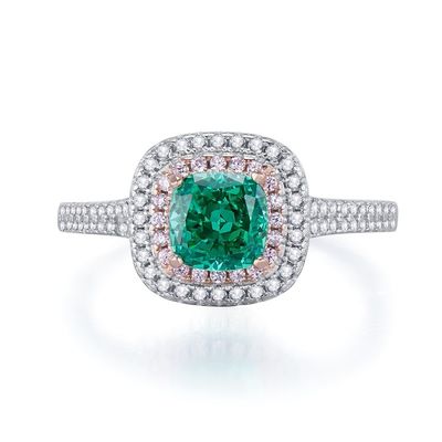 Green Square Shape Gemstone Zircon Wedding Rings For Women