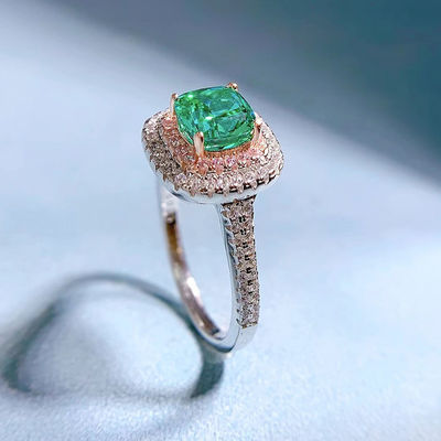 Green Square Shape Gemstone Zircon Wedding Rings For Women