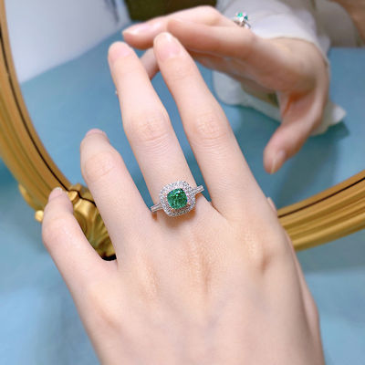 Green Square Shape Gemstone Zircon Wedding Rings For Women