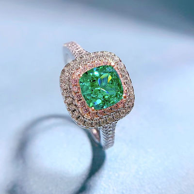 Green Square Shape Gemstone Zircon Wedding Rings For Women