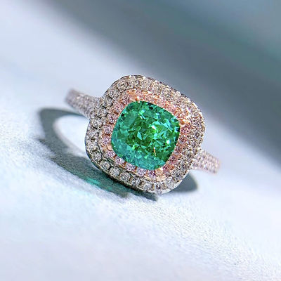 Green Square Shape Gemstone Zircon Wedding Rings For Women