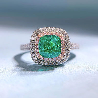Green Square Shape Gemstone Zircon Wedding Rings For Women