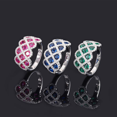 Zircon 925 Sterling Silver Gem Engagement Rings Flower Shape
