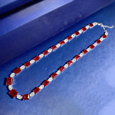 Luxury Bridal Pink / Green Gemstone Necklace Chain For Wedding And Gift