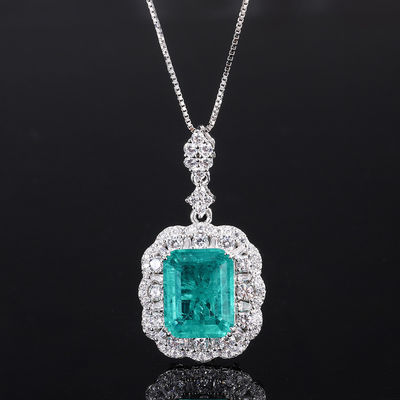 Zircon Square Gemstone Necklace Pendant Ring Set For Birthday Gift