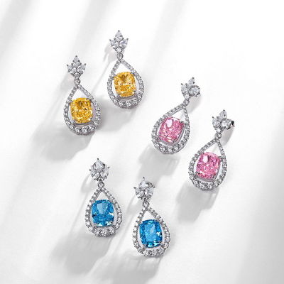 Stylish 925 Sterling Silver Pink Gemstone Oval Halo Earrings