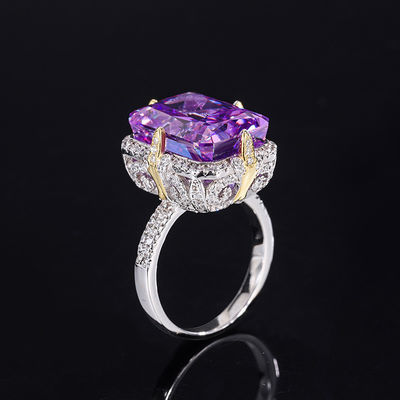 Purple / Aqua Blue / Yellow Gemstone 925 Sterling Silver Zircon Bridal Engagement Ring