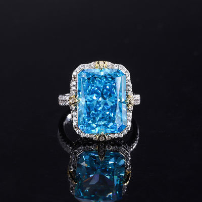 Purple / Aqua Blue / Yellow Gemstone 925 Sterling Silver Zircon Bridal Engagement Ring