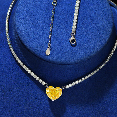 Elegant Heart Shape Aqua Blue 925 Sterling Silver Heart Gemstone Necklace