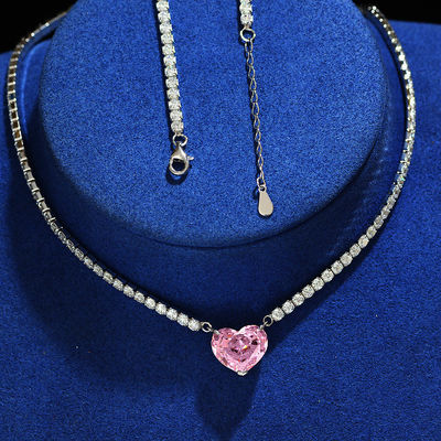 Elegant Heart Shape Aqua Blue 925 Sterling Silver Heart Gemstone Necklace