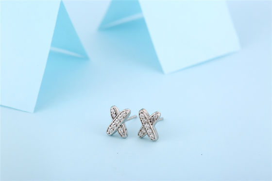 X Shape 925 Moissanite Stud Earrings Sterling Silver Jewelry