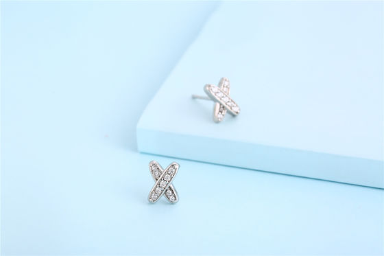 X Shape 925 Moissanite Stud Earrings Sterling Silver Jewelry