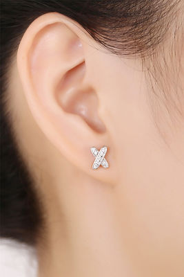 X Shape 925 Moissanite Stud Earrings Sterling Silver Jewelry