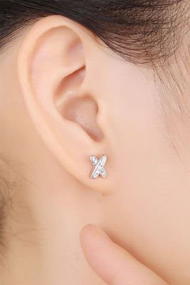 X Shape 925 Moissanite Stud Earrings Sterling Silver Jewelry