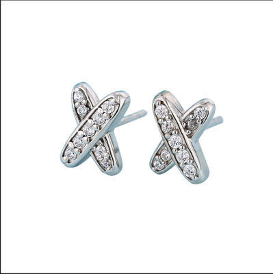 X Shape 925 Moissanite Stud Earrings Sterling Silver Jewelry