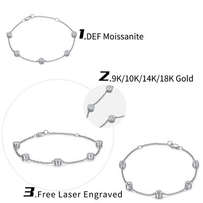 Sparkling Elevated 925 Sterling Silver Moissanite Diamond Bracelet Womens