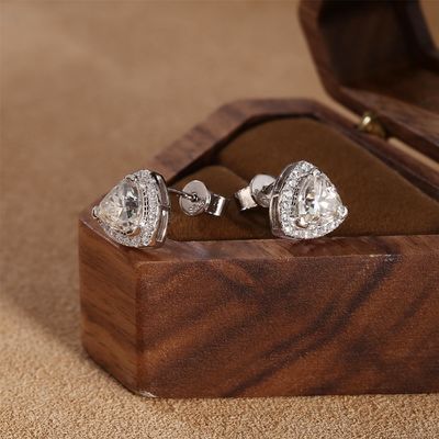 Moissanite 925 Sterling Silver Stud Earrings Support OEM ODM