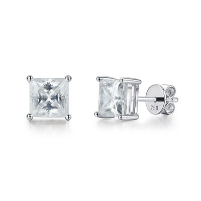 Cubic 18K Gold Moissanite Diamond Stud Earrings For Birthday Gift