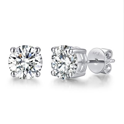 18k Gold Moissanite Diamond Stud Earrings White Gold Support Customization