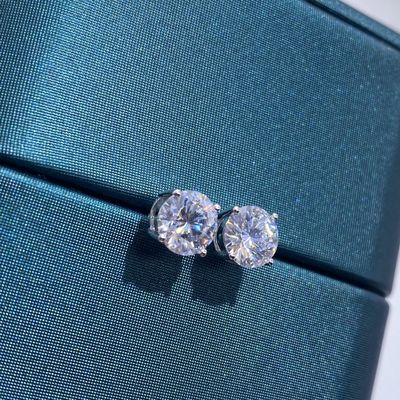 18k Gold Moissanite Diamond Stud Earrings White Gold Support Customization