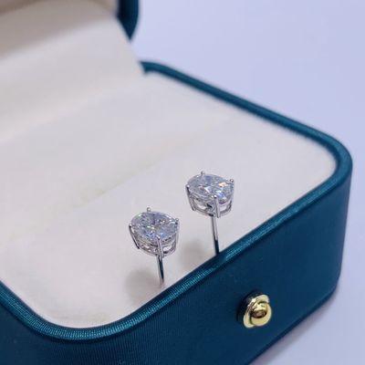 18k Gold Moissanite Diamond Oval Earrings Studs For Gift