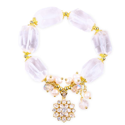 Handmade Gemstone Bracelet Adjustable Charms Clear Quartz Bracelet Natural Stone Pearl Jewelry For Party Daily Wearing