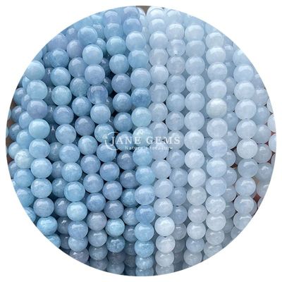 Wholesale Round Natural Stone Beads Round Loose Gemstone Beads Accessories 8mm Aquamarine Loose Beads for DIY Jewelry