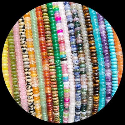 Crystal Gemstone Rondelle Abacus Shape HeShi Bead Various Stone Types Loose Bead Strands For Jewelry Making