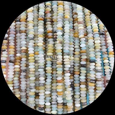 Natural Crystal Gemstone Rondelle Abacus Shape Amazonite Tiger Eye Loose Bead Strands for Yoga Bracelets