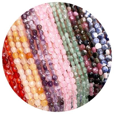 Flat Shape Faceted Beads Crystal Gemstone Round Shape Loose Bead Strands for DIY Jewelry Making