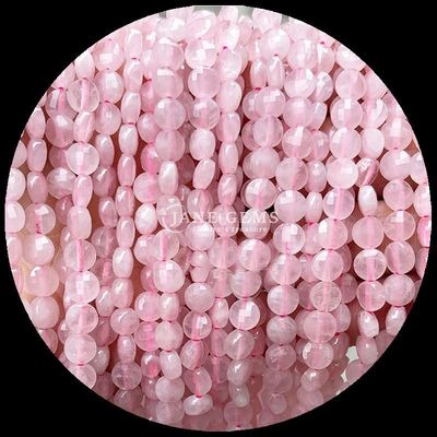 Flat Shape Faceted Beads Crystal Gemstone Round Shape Amethyst Rose Quartz Loose Bead Strands for DIY Jewelry Making