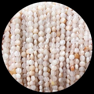 Flat Shape Faceted Beads Crystal Gemstone Round Shape Amethyst Rose Quartz Loose Bead Strands for DIY Jewelry Making