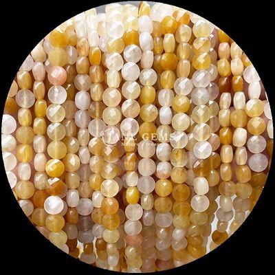 Flat Shape Faceted Beads Crystal Gemstone Round Shape Amethyst Rose Quartz Loose Bead Strands for DIY Jewelry Making