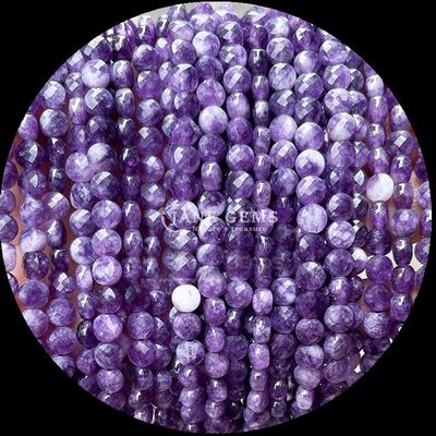 Flat Shape Faceted Beads Crystal Gemstone Round Shape Amethyst Rose Quartz Loose Bead Strands for DIY Jewelry Making