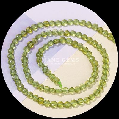 Flat Shape Faceted Beads Crystal Gemstone Round Shape Tourmaline Peridot Loose Bead Strands for DIY Jewelry Making