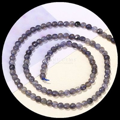 Flat Shape Faceted Beads Crystal Gemstone Round Shape Cordierite Sunstone Loose Bead Strands for DIY Jewelry Making
