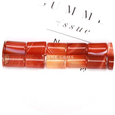 Wholesale Natural Crystal Gemstone Cylinder Shape Beads Striped Agate Cylinder Loose Bead Accessories for DIY Jewelry