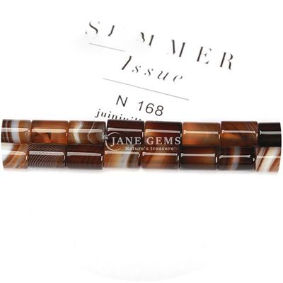 Wholesale Natural Crystal Gemstone Cylinder Shape Beads Striped Agate Cylinder Loose Bead Accessories for DIY Jewelry
