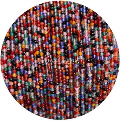 Gems Bead Natural Crystal Faceted Round Shape Small Dalmatian Jasper Ruby Zoisite Loose Bead Strands for Bracelets