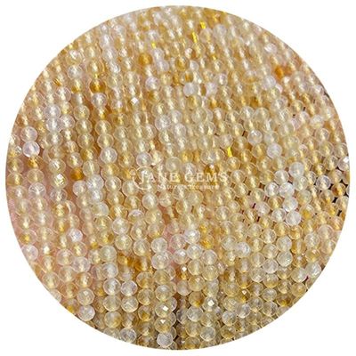 Gems Bead Natural Crystal Faceted Round Shape Small Citrine Sunstone Loose Bead Strands for Bracelets