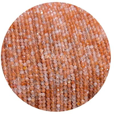 Gems Bead Natural Crystal Faceted Round Shape Small Citrine Sunstone Loose Bead Strands for Bracelets