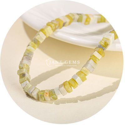 Wholesale Natural Jade Loose Beads Real White Opal Loose Beads Square Slice Shape Loose Beads Spacers For DIY Jewelry