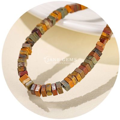 Wholesale Natural Jade Loose Beads Real White Opal Loose Beads Square Slice Shape Loose Beads Spacers For DIY Jewelry